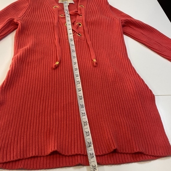 EUC MICHAEL KORS Ribbed Knit 3/4 Sleeve Sweater Coral - Picture 9 of 12